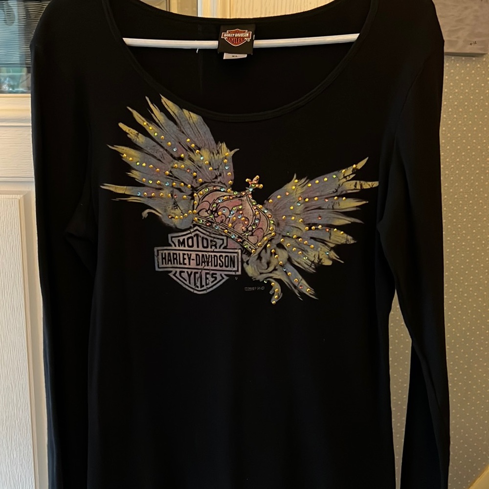 Very pretty HD shirt with lots of bling front bodice.